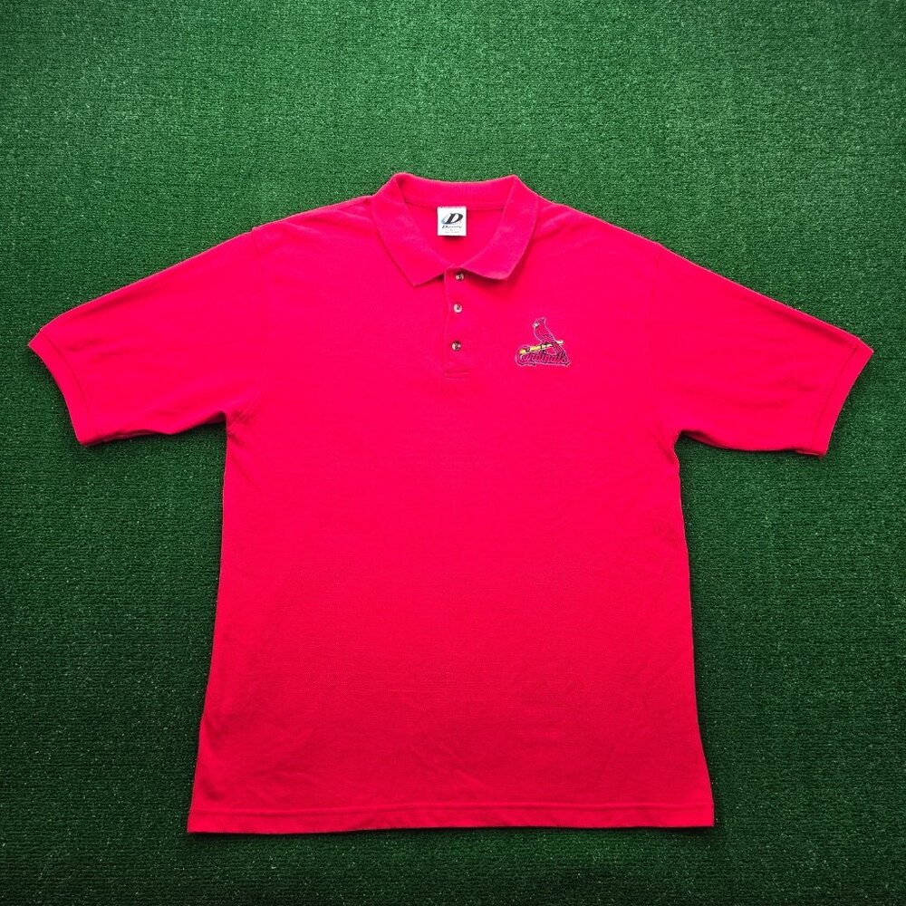 St Louis Cardinals Polo Shirt Mens XL Red Vintage MLB Baseball Sports